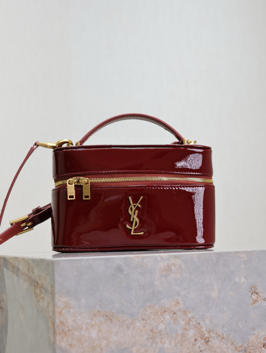Saint Laurent Gaby Mini Box Bag in Red Patent Leather | Crossbody & Top Handle