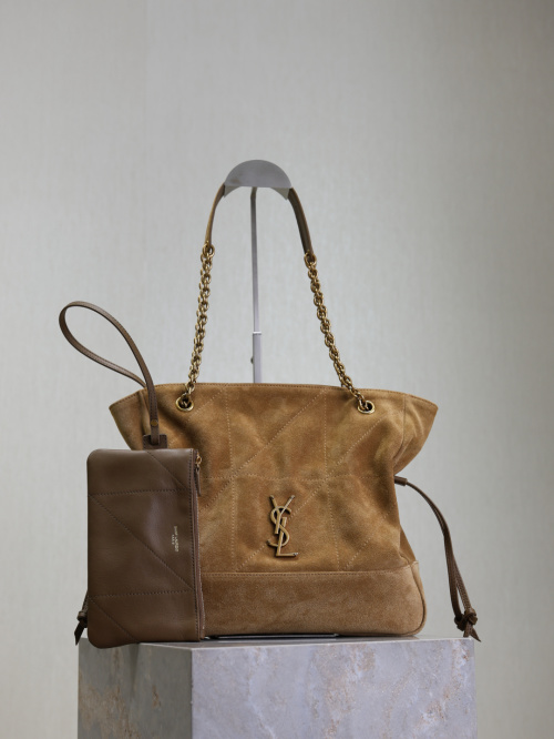 Saint Laurent Jamie 4.3 Large Suede Bucket Bag with Chain and Metal Logo 1 Saint Laurent Jamie 4.3 Large Suede Bucket Bag with Chain and Metal Logo