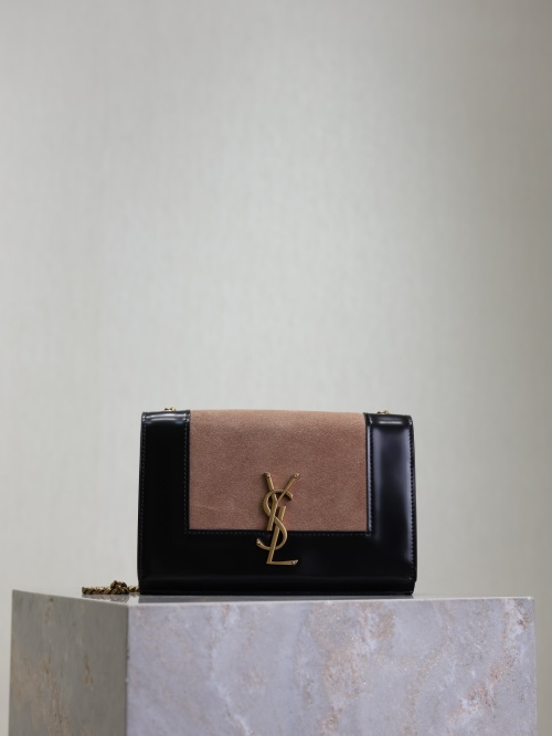 Saint Laurent Kate 20cm Black & Brown Suede Leather Chain Shoulder Bag 1 Saint Laurent Kate 20cm Black & Brown Suede Leather Chain Shoulder Bag