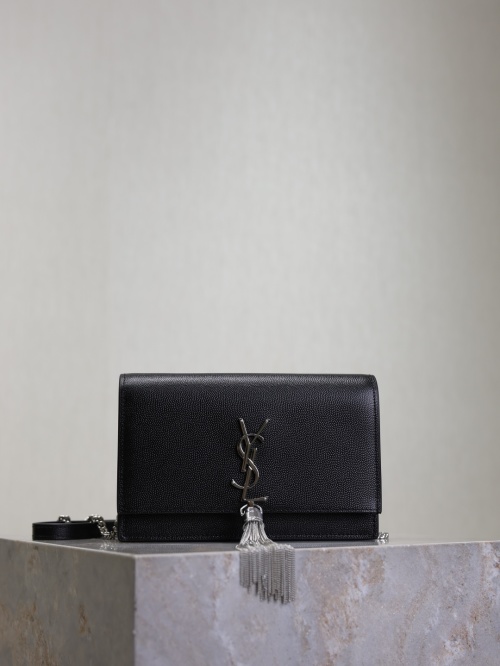 Saint Laurent Kate Tassel Chain Wallet in Black Grain de Poudre Leather 1 Saint Laurent Kate Tassel Chain Wallet in Black Grain de Poudre Leather
