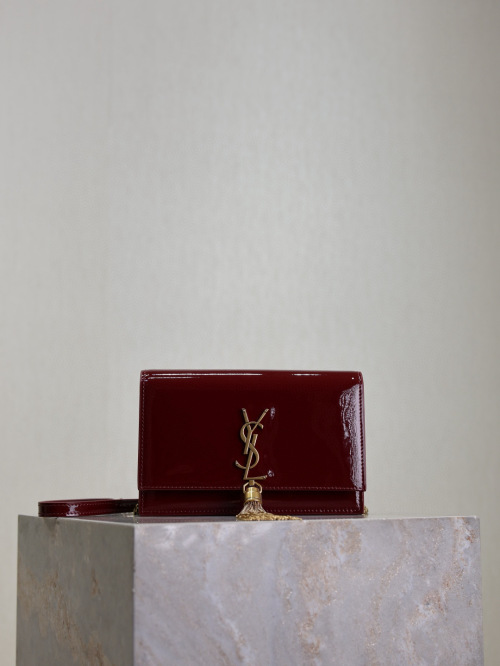Saint Laurent Kate Tassel Chain Wallet in Red Patent Leather 1 Saint Laurent Kate Tassel Chain Wallet in Red Patent Leather