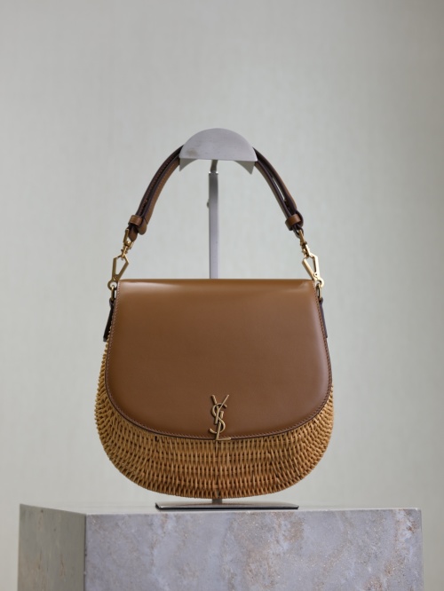 Saint Laurent Saddle Bag in Leather and Wicker, 21 x 23 x 9 cm