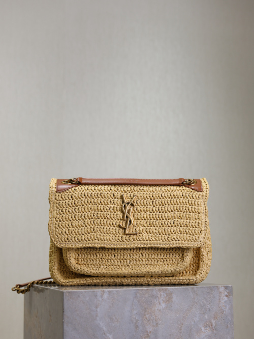 Saint Laurent Raffia Niki Chain Bag - Stylish Woven Shoulder Bag 1 Saint Laurent Raffia Niki Chain Bag - Stylish Woven Shoulder Bag
