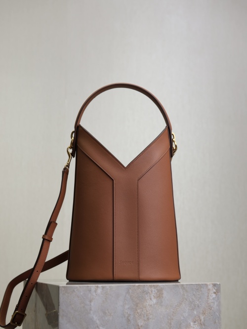 Elegant Caramel Brown Bucket Bag with Signature 'Y' Detail - Versatile & Chic 1 Elegant Caramel Brown Bucket Bag with Signature 'Y' Detail - Versatile & Chic
