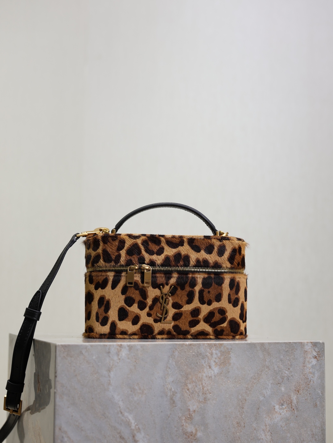 Saint Laurent Gaby Mini Leopard Print Box Bag with Adjustable Strap