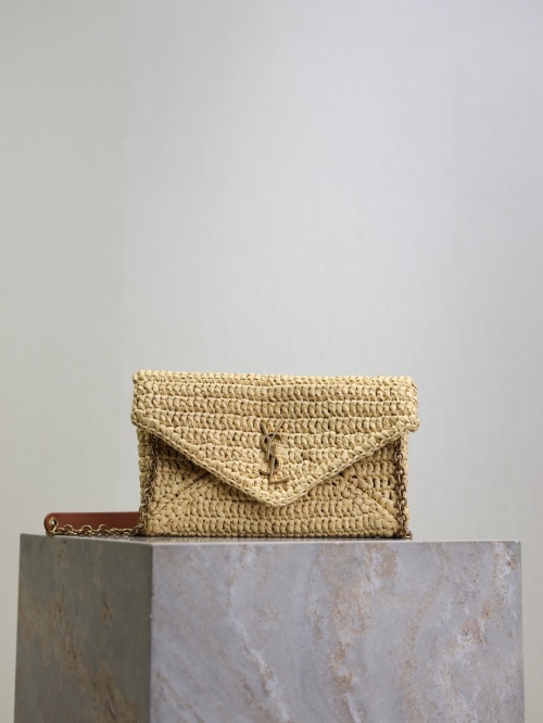 Yves Saint Laurent Calypso Woven Chain Bag, Raffia, 19x12x3cm 1 Yves Saint Laurent Calypso Woven Chain Bag, Raffia, 19x12x3cm