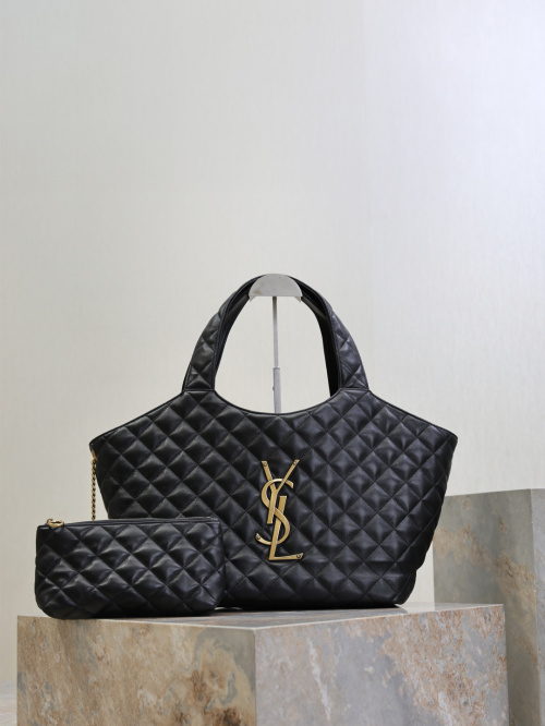 Saint Laurent Icare Small Quilted Lambskin Shopping Bag - Black