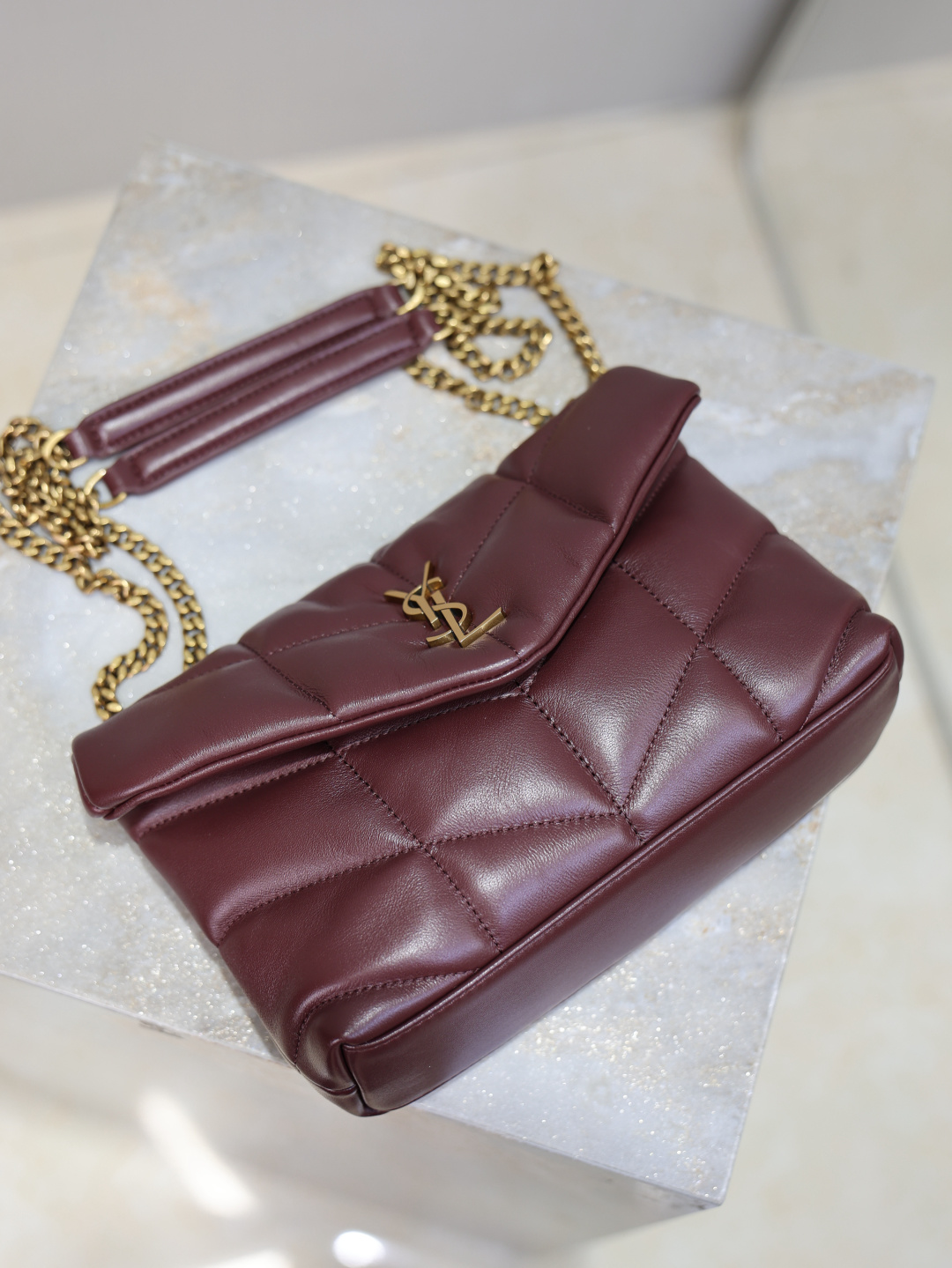 YSL bag Maroon gold buckle·double chain 23cm — photo 6