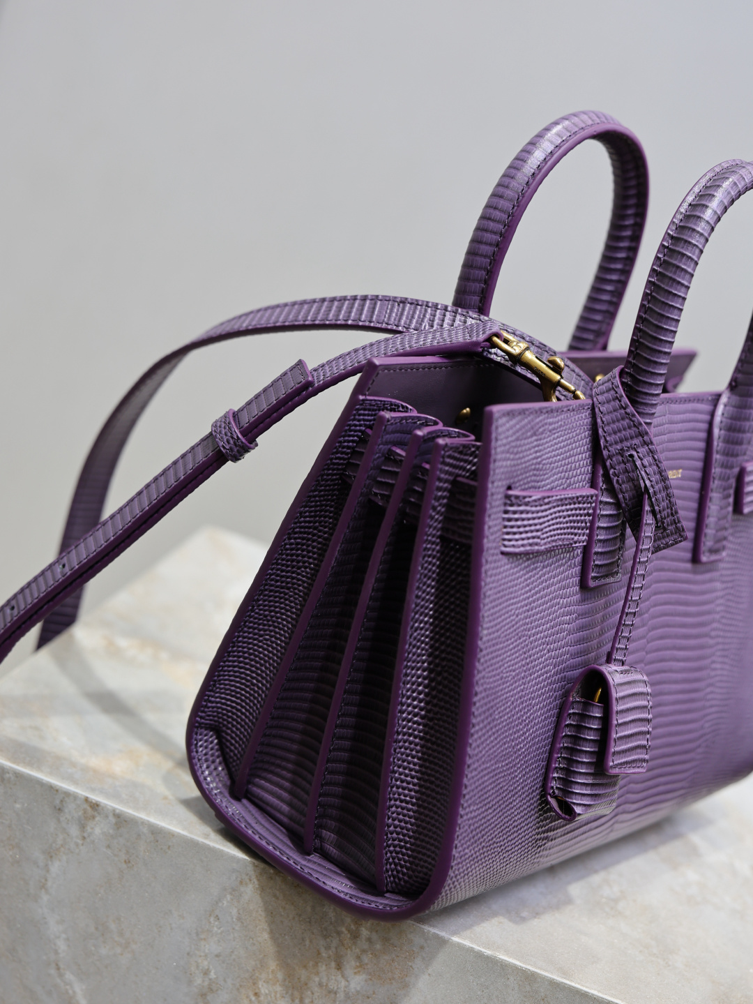 YSL-veske Lilla øglemønster 22cm — photo 4