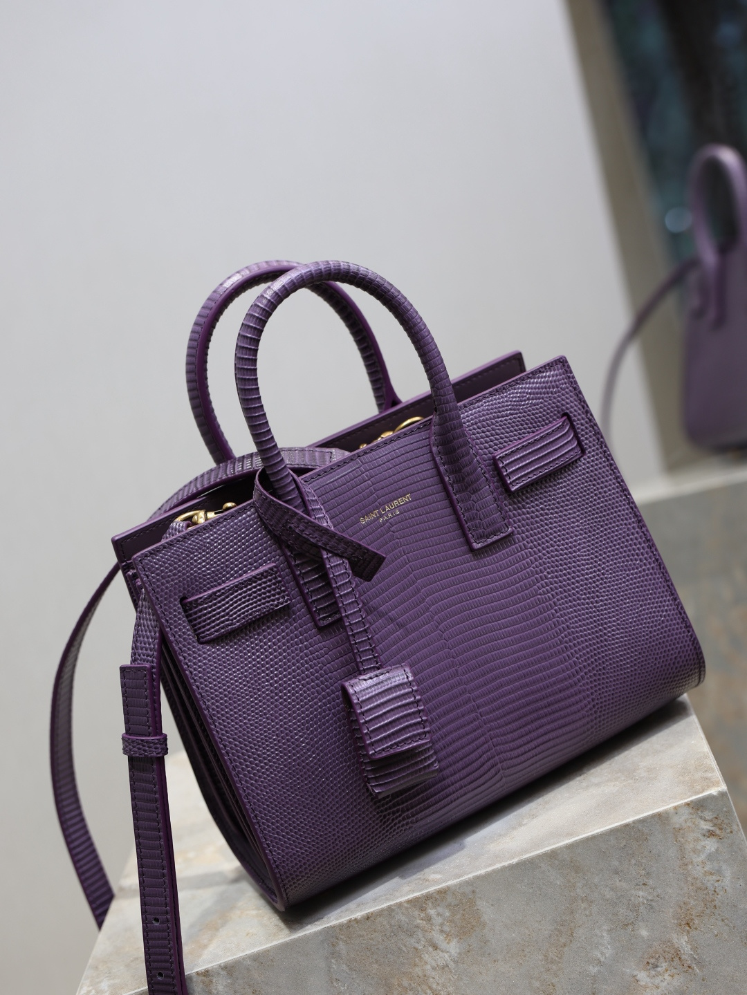 YSL-veske Lilla øglemønster 22cm — photo 3