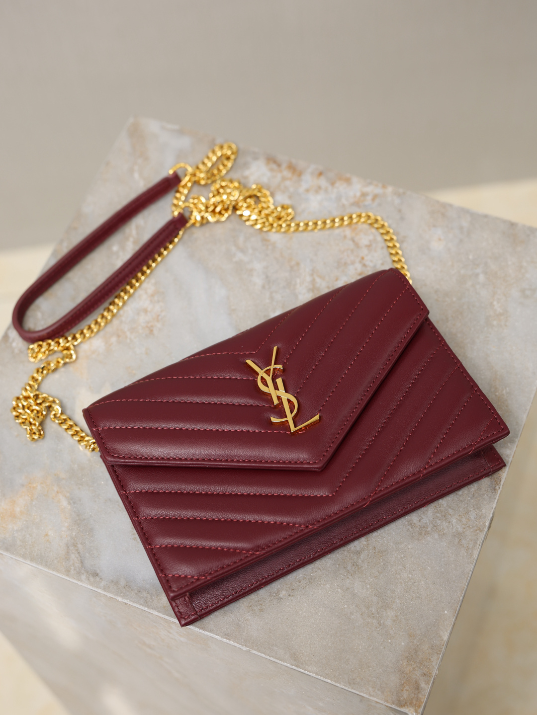 YSL bag Maroon sheepskin gold buckle· — photo 7
