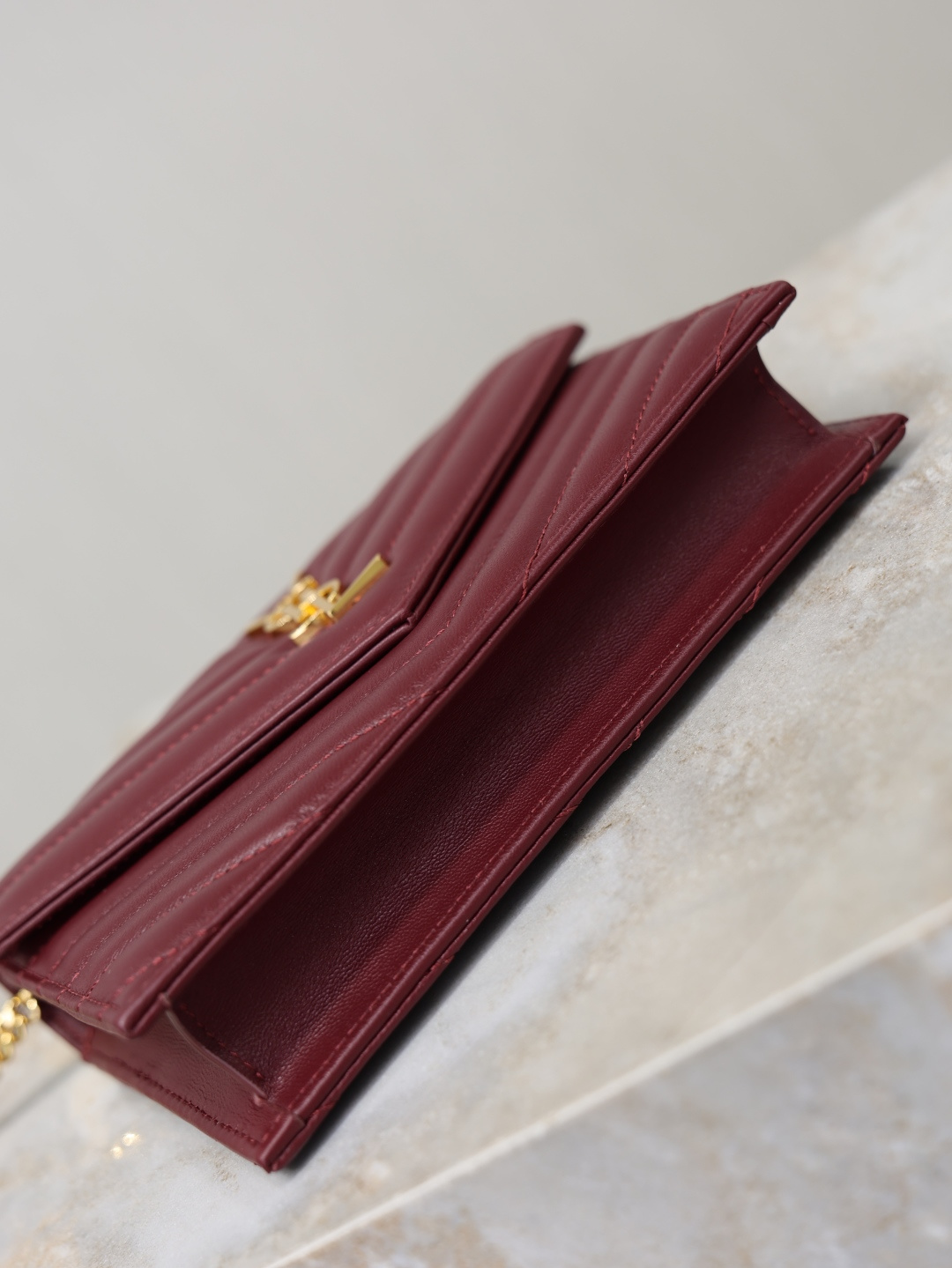 YSL bag Maroon sheepskin gold buckle· — photo 8