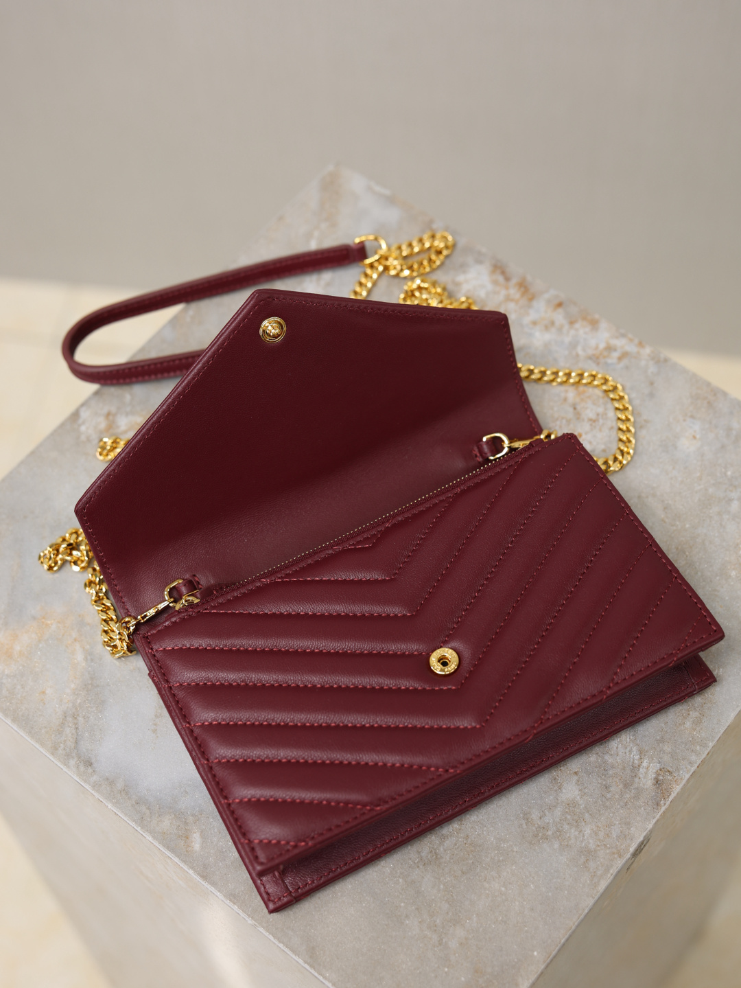 YSL bag Maroon sheepskin gold buckle· — photo 9
