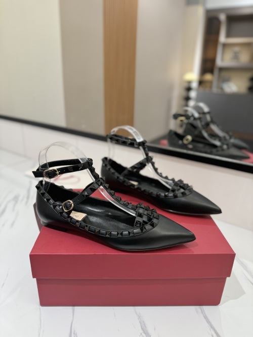 Valentino Garavani Women's Rockstud Pointed Toe Leather Ballet Flats 1 Valentino Garavani Women's Rockstud Pointed Toe Leather Ballet Flats