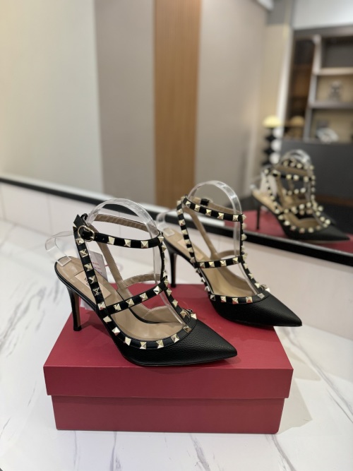 Valentino Garavani Rockstud Ankle Strap Heeled Sandals in Black Leather 1 Valentino Garavani Rockstud Ankle Strap Heeled Sandals in Black Leather