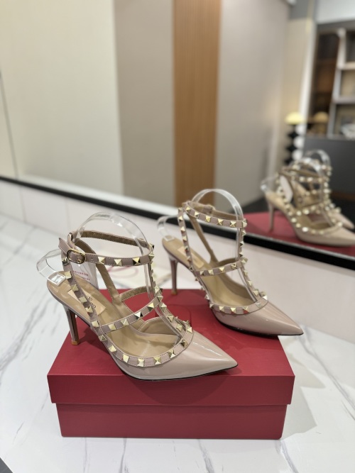 Valentino Garavani Rockstud Ankle Strap Pumps - Nude Patent Leather Heels 1 Valentino Garavani Rockstud Ankle Strap Pumps - Nude Patent Leather Heels