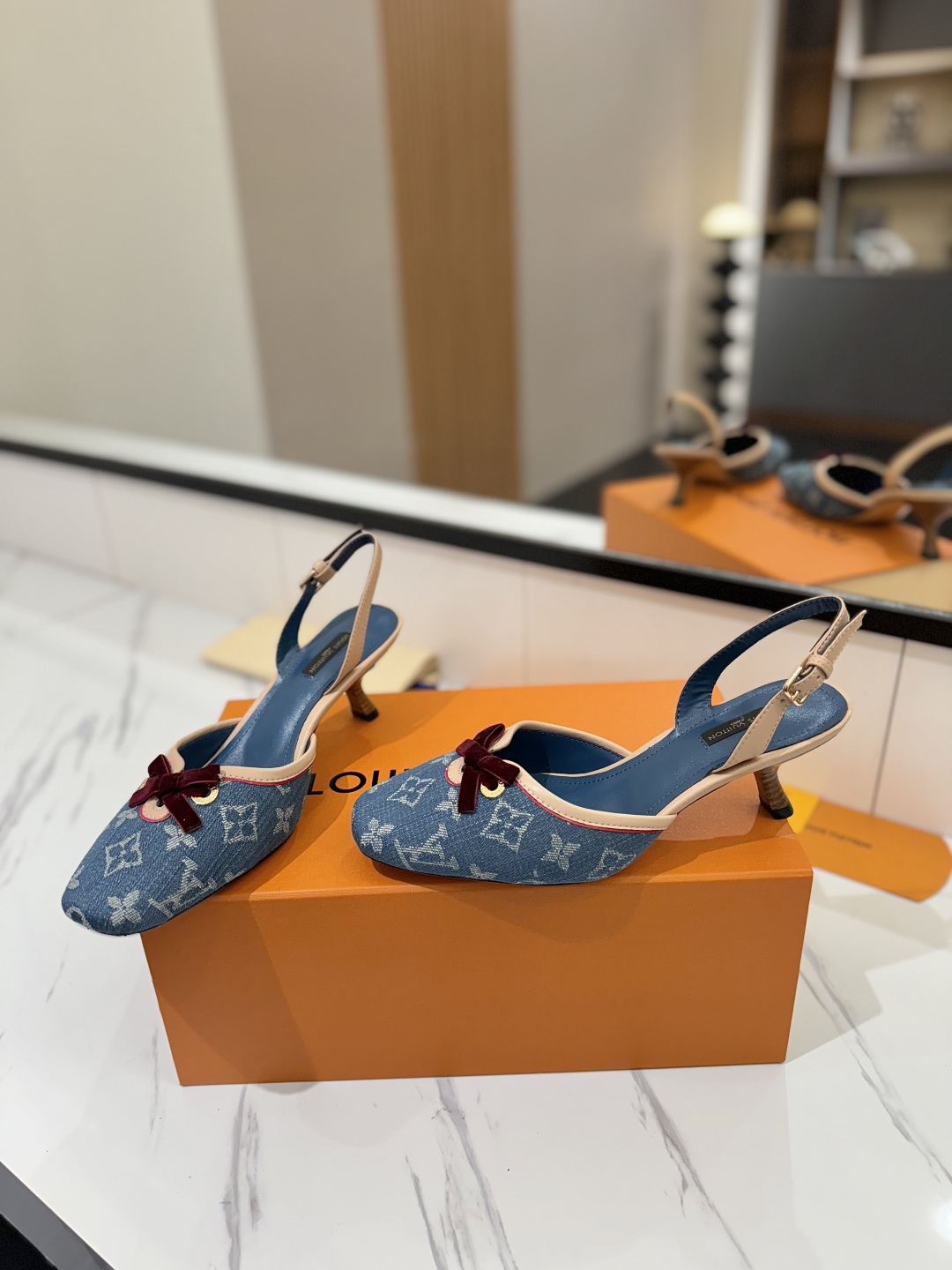 Louis Vuitton Women's Slingback Pumps in Blue Monogram Denim 6 cmp i1739784449858 8478 0 4
