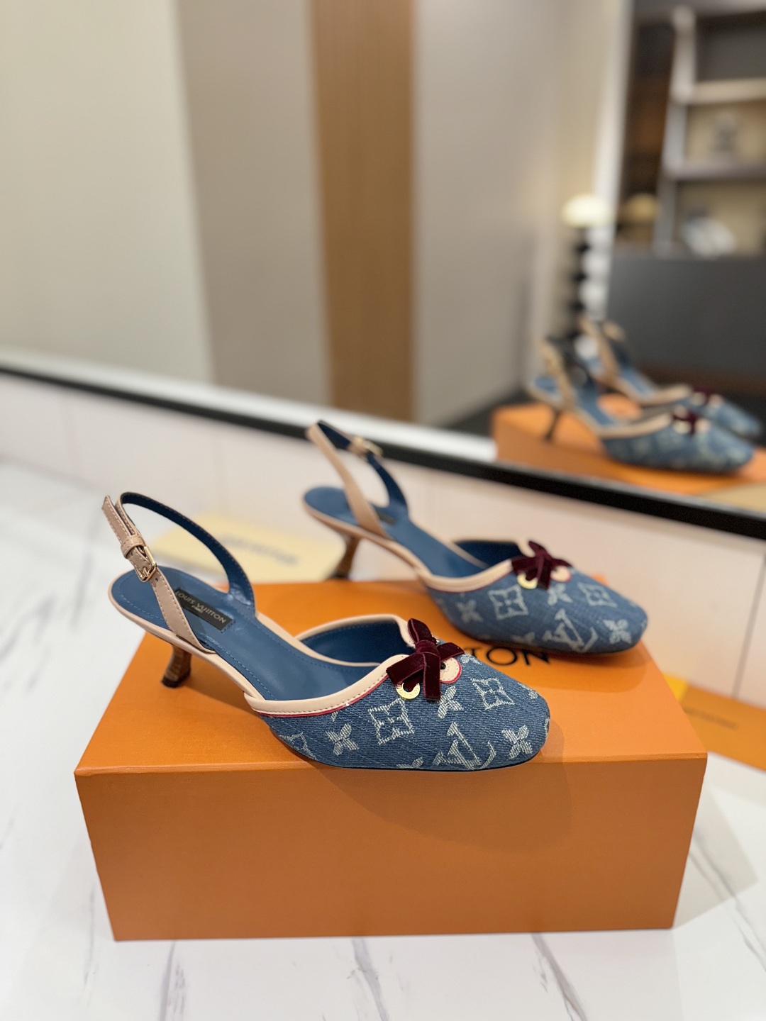 Louis Vuitton Women's Slingback Pumps in Blue Monogram Denim 2 cmp i1739784453465 8902 0 0