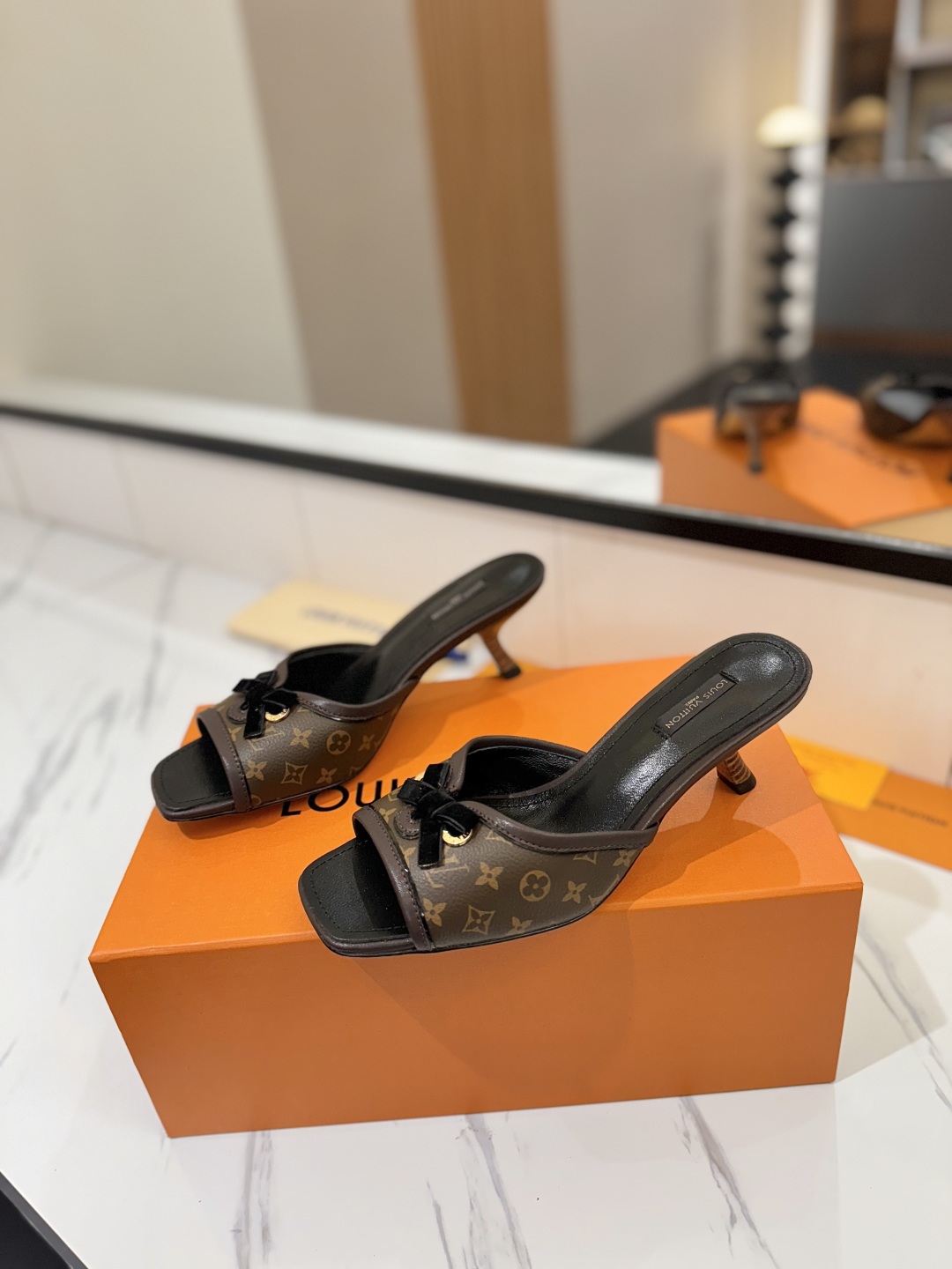 Louis Vuitton Women's Monogram Canvas Heeled Sandals Slides Size 35-40 2 cmp i1739784929455 6289 0 1