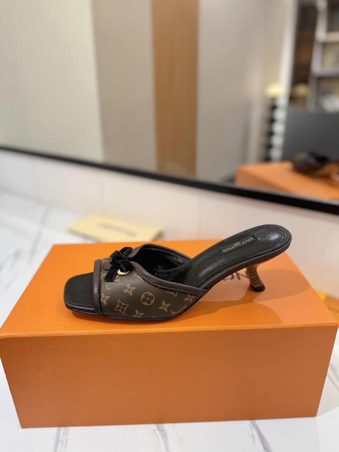 Louis Vuitton Women's Monogram Canvas Heeled Sandals Slides Size 35-40 4 cmp i1739784929461 3500 0 3