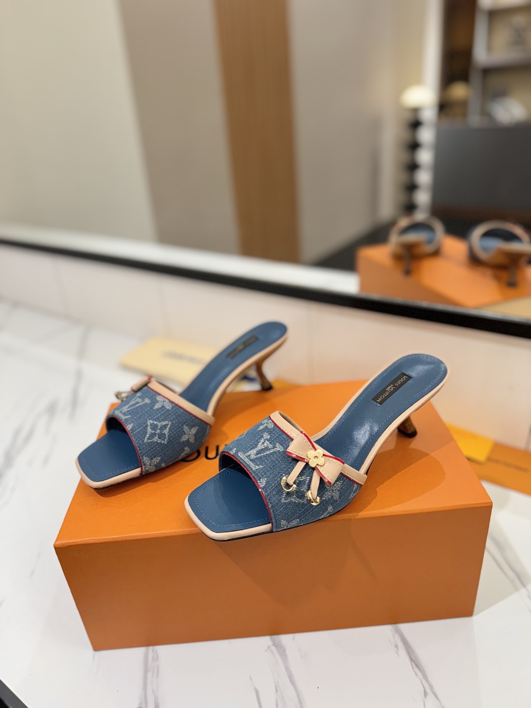 Louis Vuitton Women's Blue Denim Monogrammed Beaubourg Mule Slides Sandals 3 cmp i1739785250662 2790 0 1