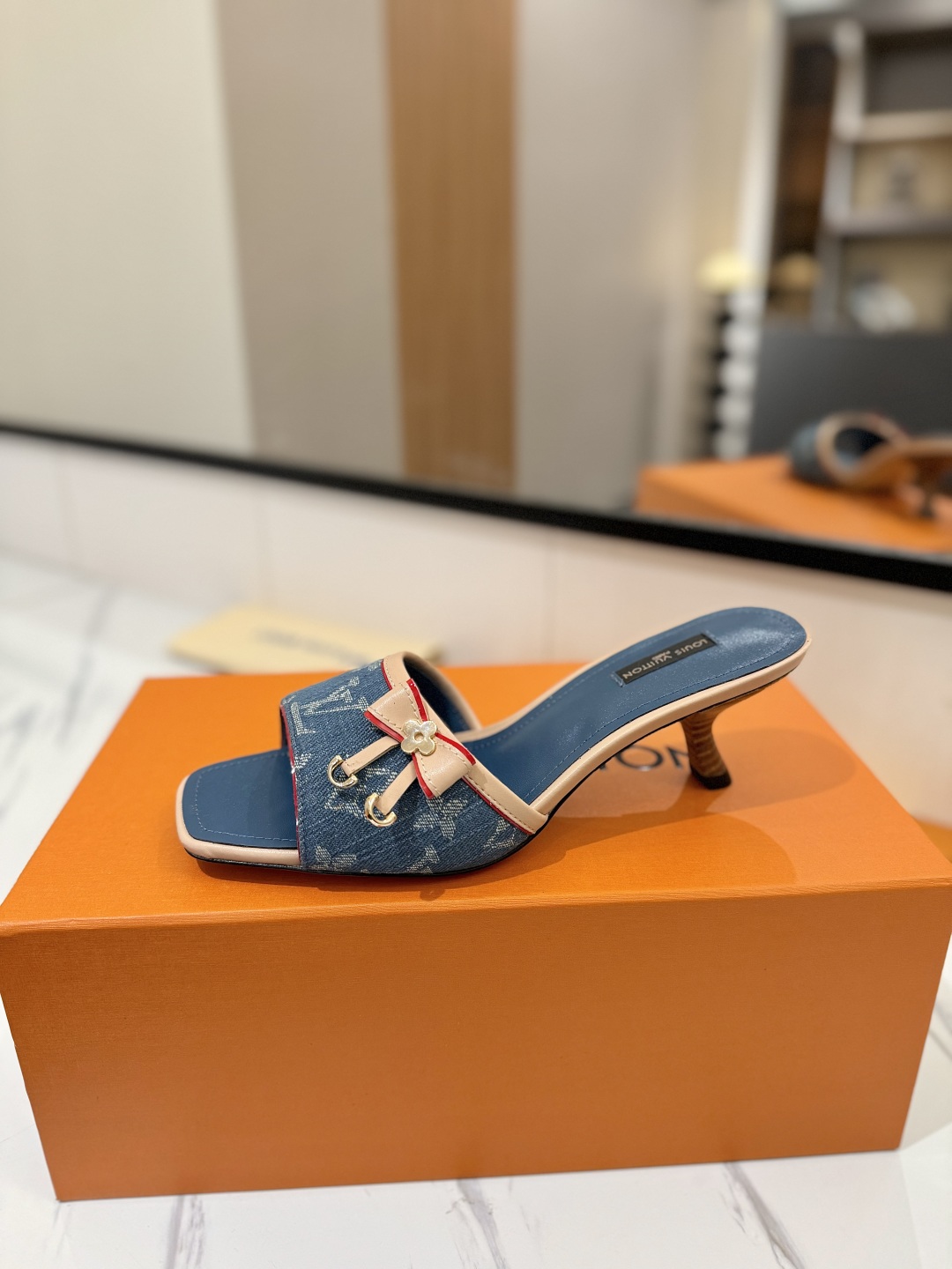 Louis Vuitton Women's Blue Denim Monogrammed Beaubourg Mule Slides Sandals 5 cmp i1739785250664 8012 0 3