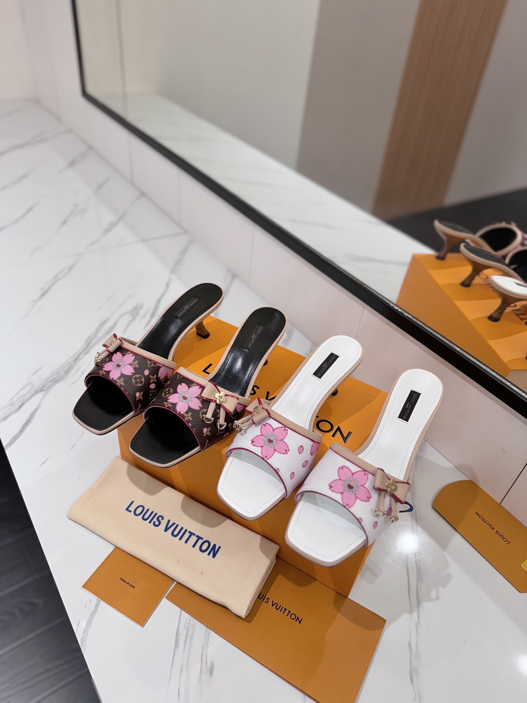 Louis Vuitton Women's Blossom Heeled Slides Sandals, Sizes 35-40