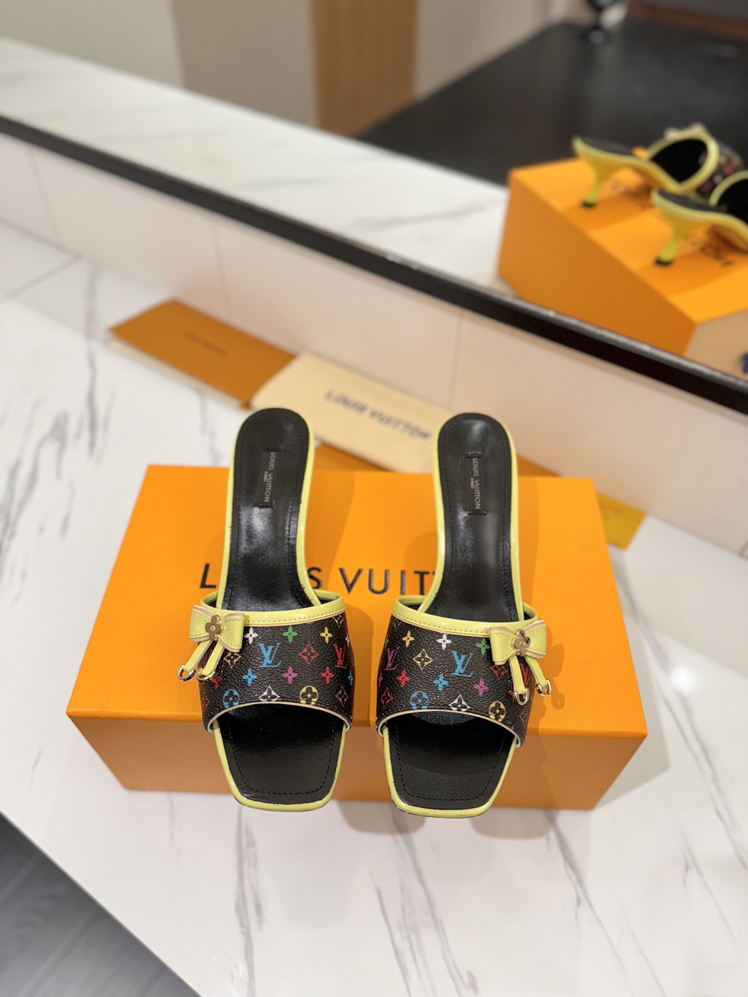Louis Vuitton Women's Monogram Print Heeled Sandals Slides Slippers Size 35-40 3 cmp i1748122665749 4161 0 2