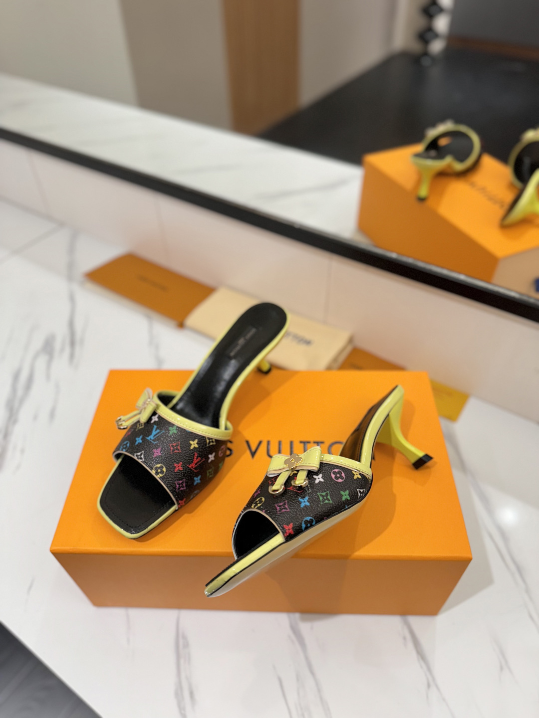 Louis Vuitton Women's Monogram Print Heeled Sandals Slides Slippers Size 35-40 5 cmp i1748122665751 4393 0 4