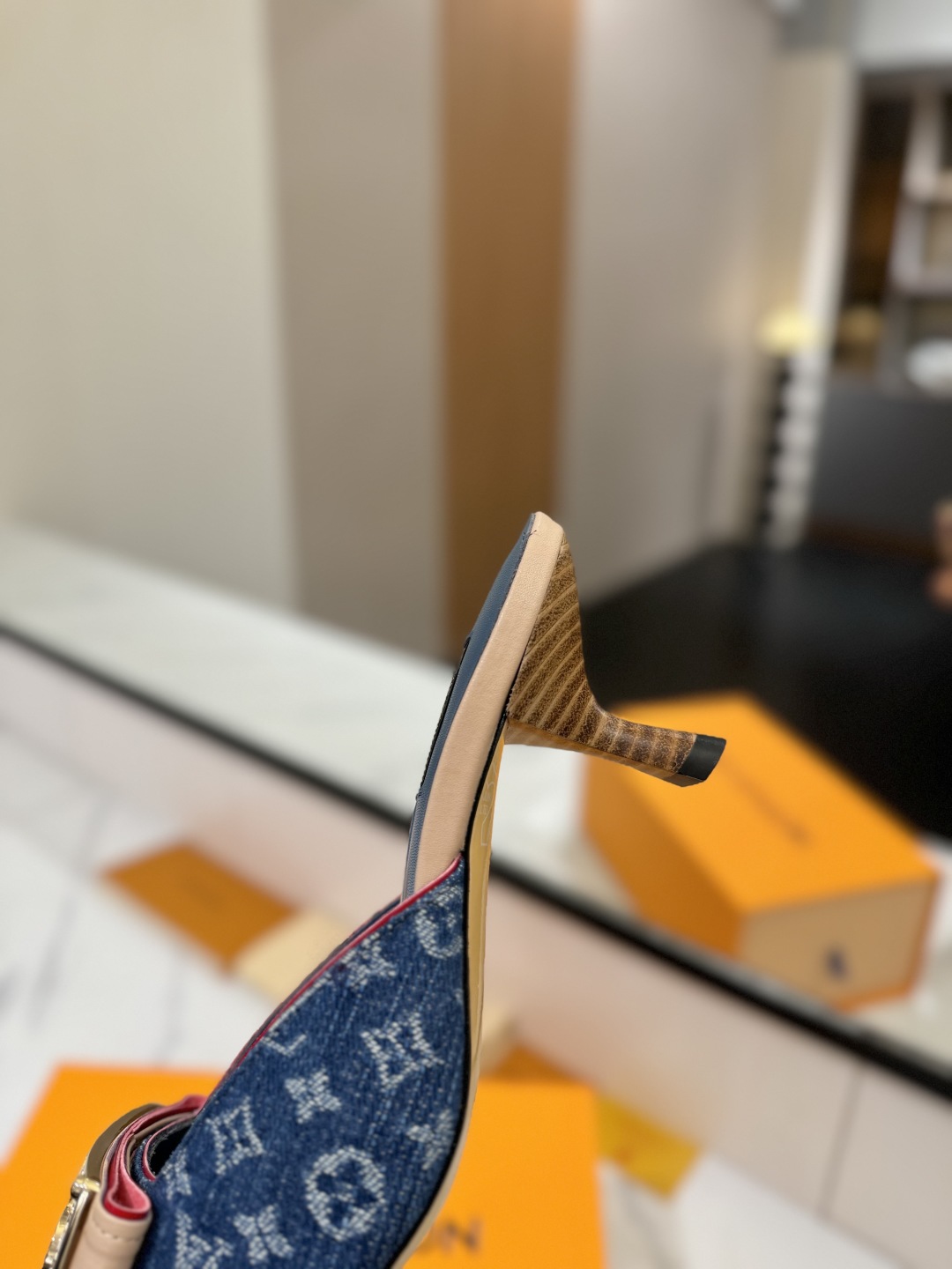 Louis Vuitton Women's Blue Denim Monogram Lock It Mule Sandal Slides 7 cmp i1748123188084 3704 0 5