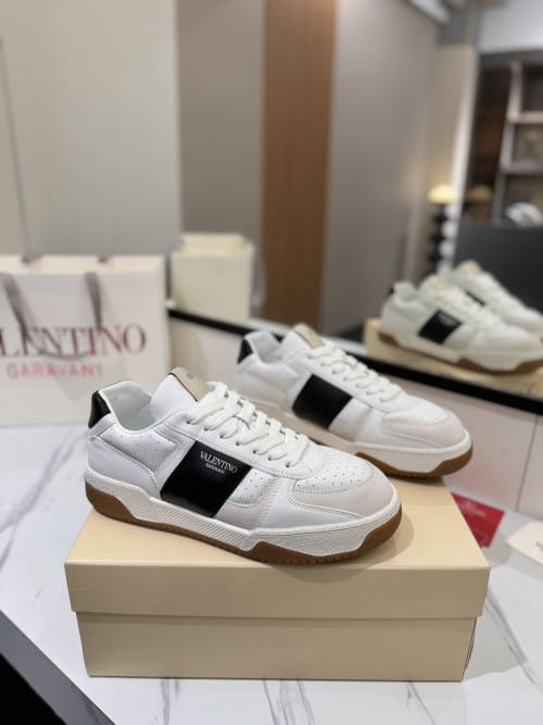 Valentino Garavani 2025 White Leather Sneakers with Black Stripe Detail 1 Valentino Garavani 2025 White Leather Sneakers with Black Stripe Detail