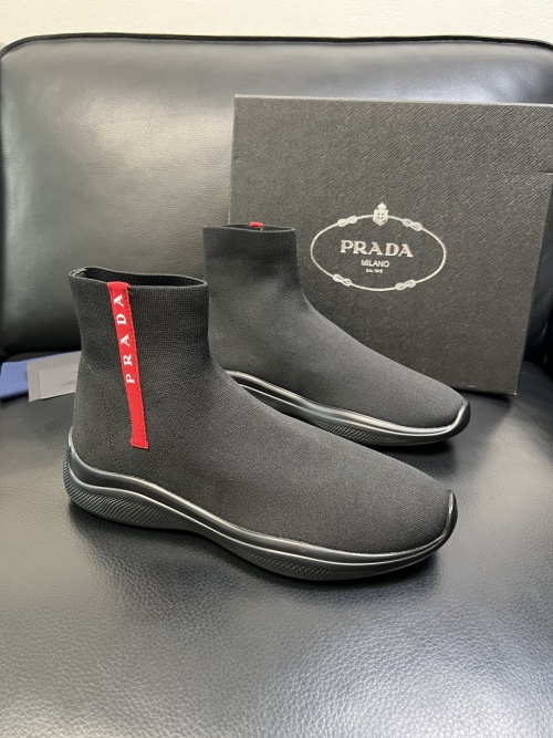 Prada Men's Black Fabric Sock Sneakers Breathable and Comfortable 1 Prada Men's Black Fabric Sock Sneakers Breathable and Comfortable