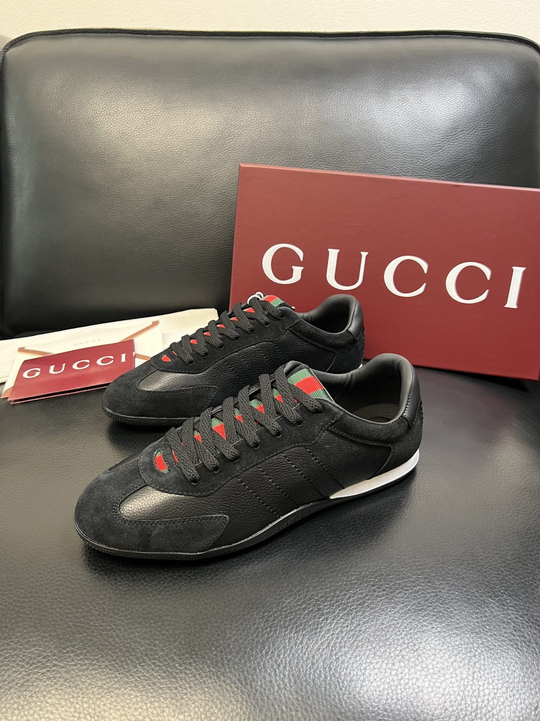 Gucci 高品质 顶级工艺品 古奇 专柜新款原厂配置，意大利进口牛皮面料，进口牛皮内里垫，透气舒适，鞋