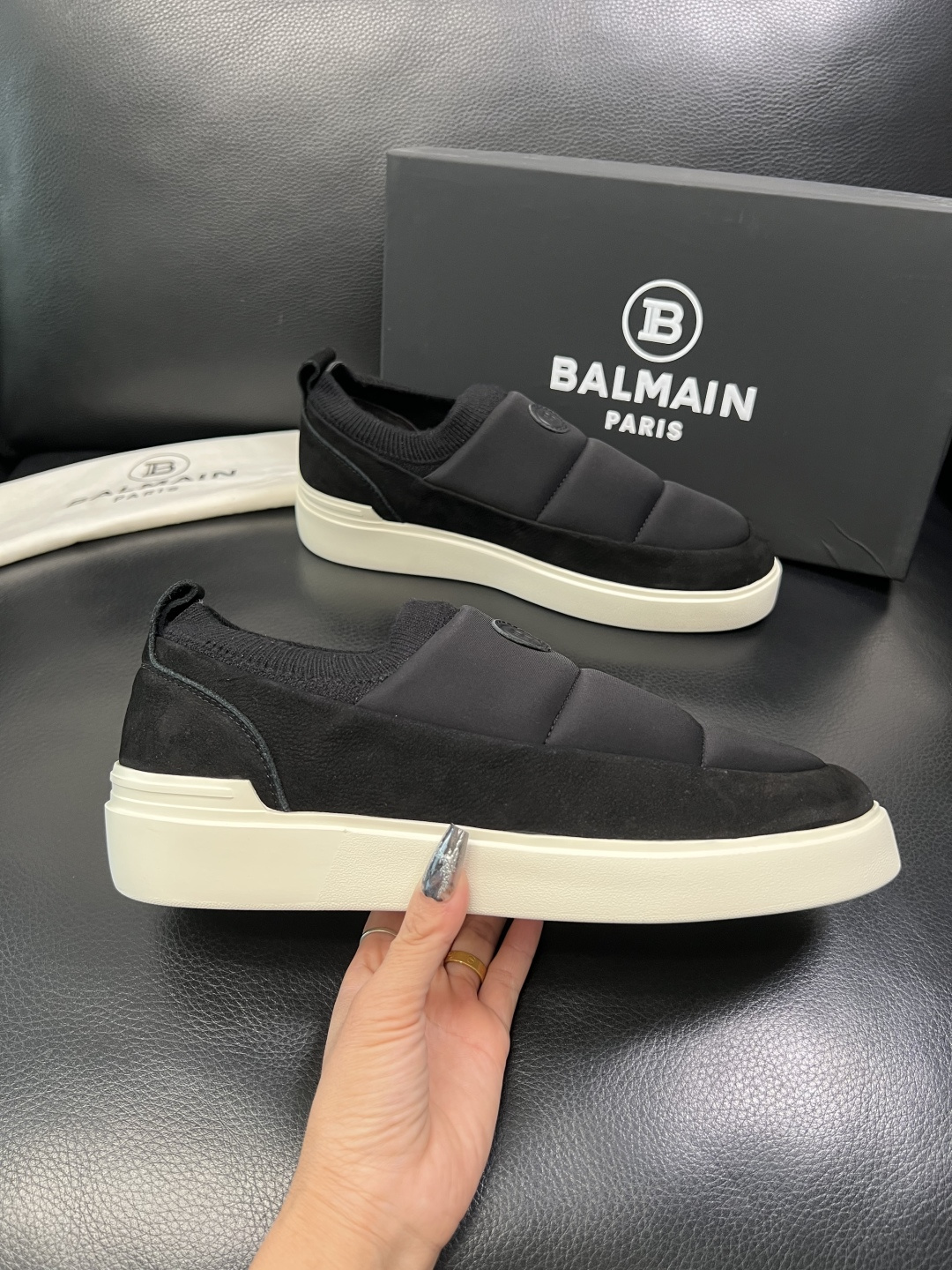 ⚠️只换码不退⚠️ BALMAIN 高品质 巴尔曼 顶级工艺品 专柜新品同步，鞋面意大利进口牛皮拼布面料