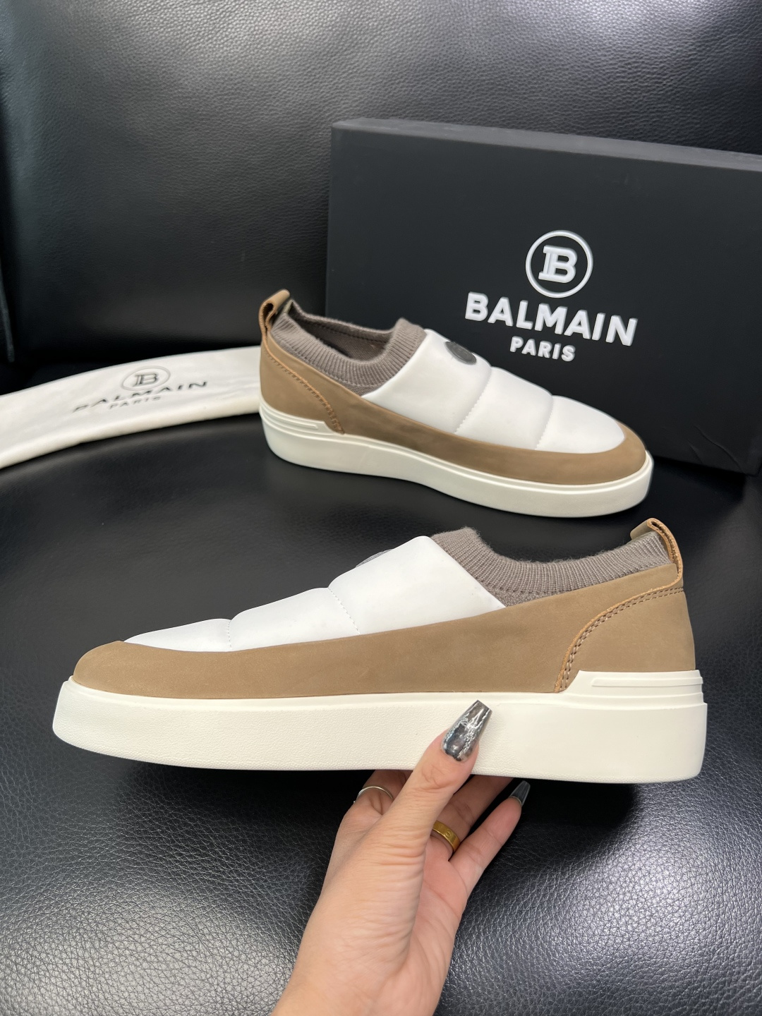 ⚠️只换码不退⚠️ BALMAIN 高品质 巴尔曼 顶级工艺品 专柜新品同步，鞋面意大利进口牛皮拼布面料