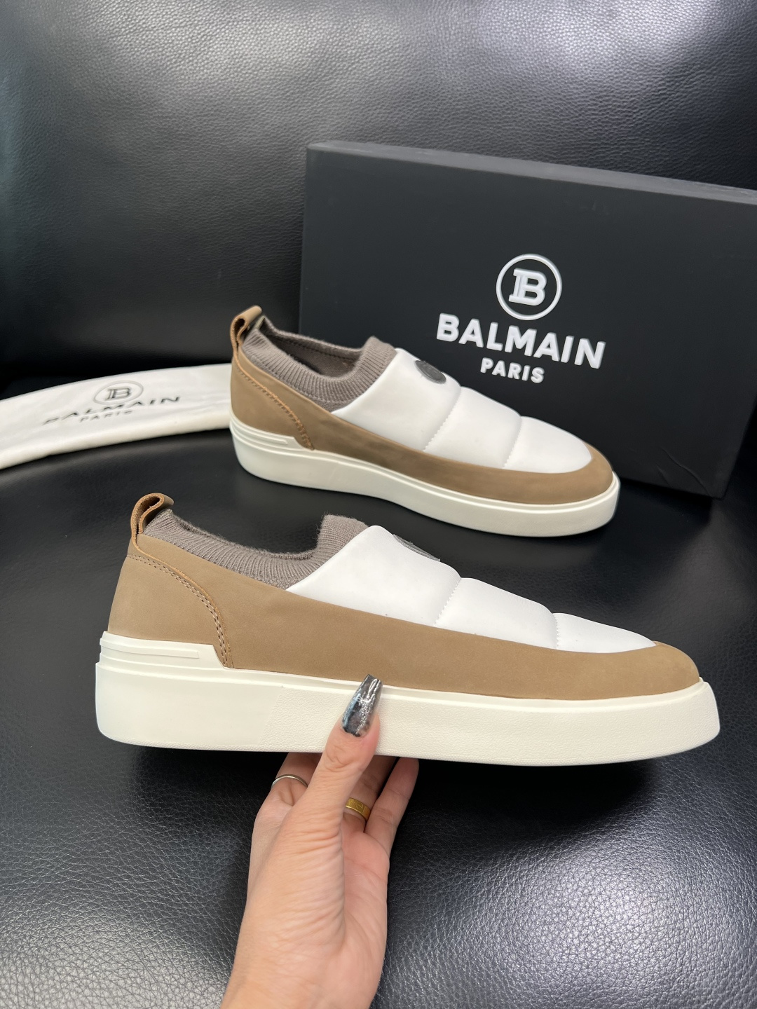 ⚠️只换码不退⚠️ BALMAIN 高品质 巴尔曼 顶级工艺品 专柜新品同步，鞋面意大利进口牛皮拼布面料