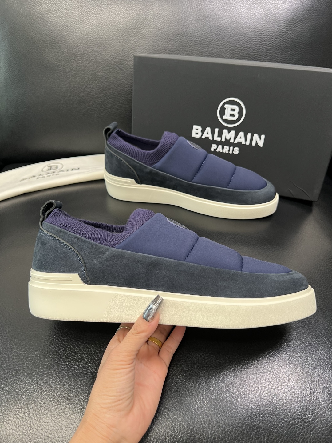 ⚠️只换码不退⚠️ BALMAIN 高品质 巴尔曼 顶级工艺品 专柜新品同步，鞋面意大利进口牛皮拼布面料