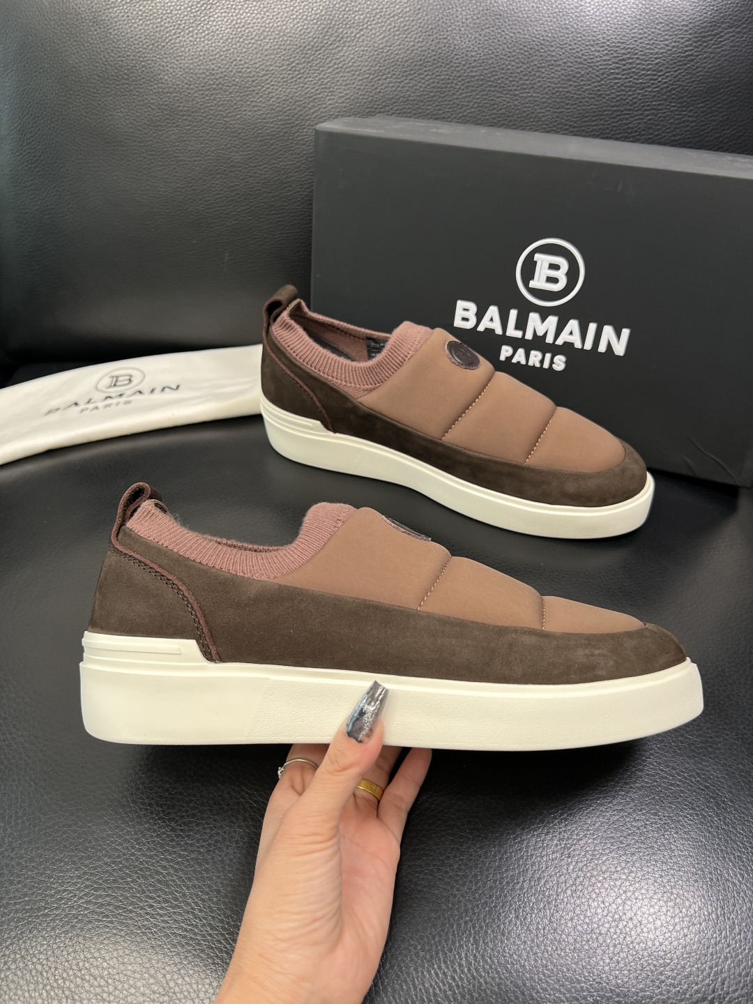 ⚠️只换码不退⚠️ BALMAIN 高品质 巴尔曼 顶级工艺品 专柜新品同步，鞋面意大利进口牛皮拼布面料