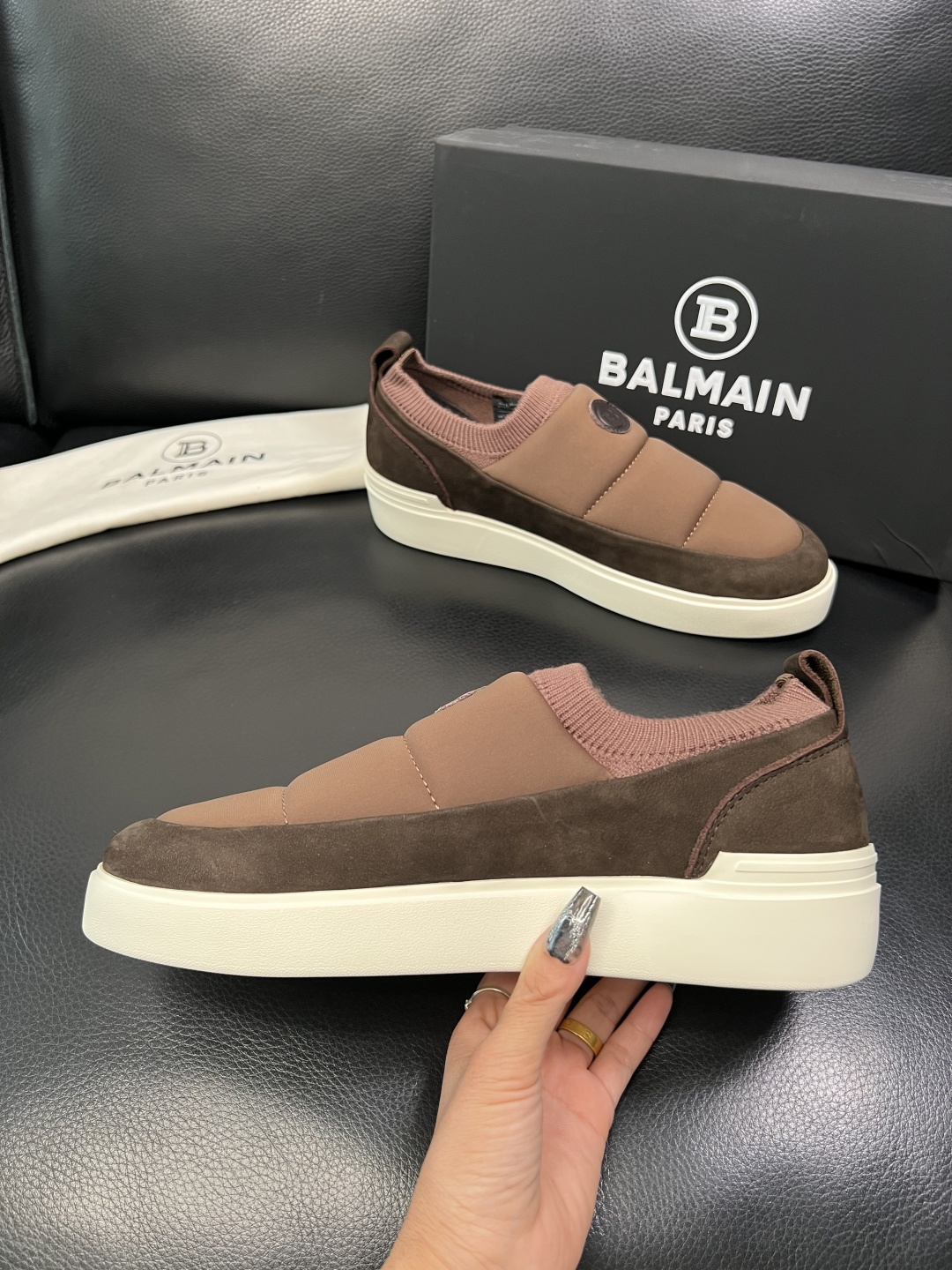 ⚠️只换码不退⚠️ BALMAIN 高品质 巴尔曼 顶级工艺品 专柜新品同步，鞋面意大利进口牛皮拼布面料