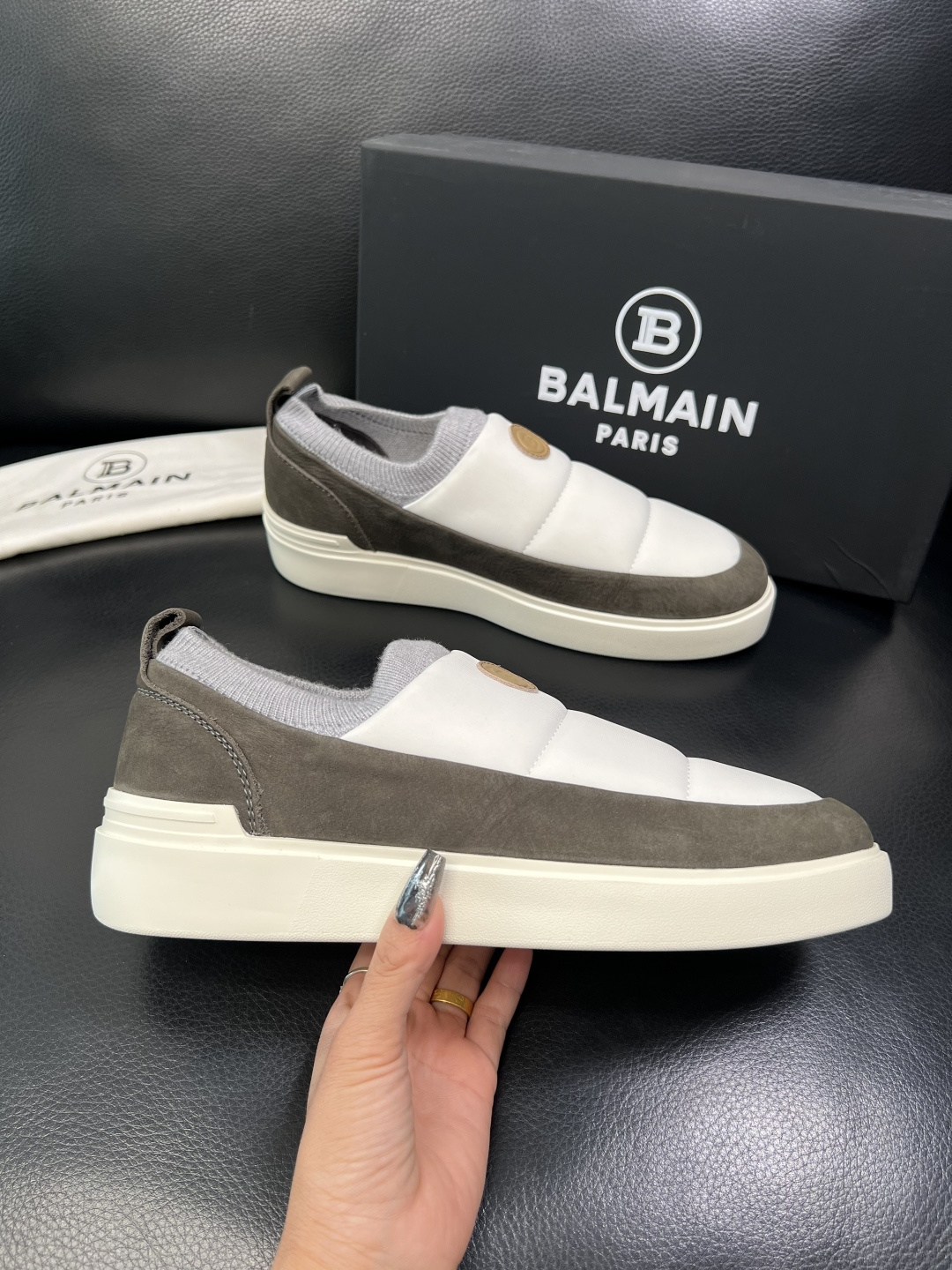 ⚠️只换码不退⚠️ BALMAIN 高品质 巴尔曼 顶级工艺品 专柜新品同步，鞋面意大利进口牛皮拼布面料