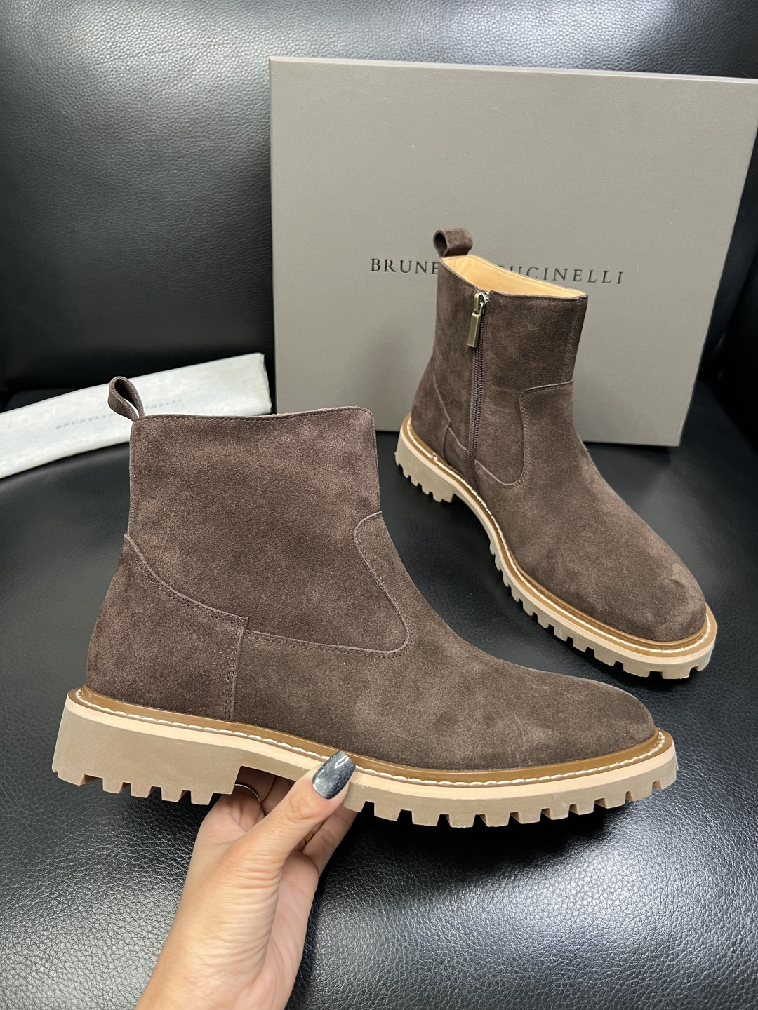 Brunello Cucinelli 高品质 顶级工艺品 BC 靴子高帮专柜同步原厂配置，意大利进口牛皮