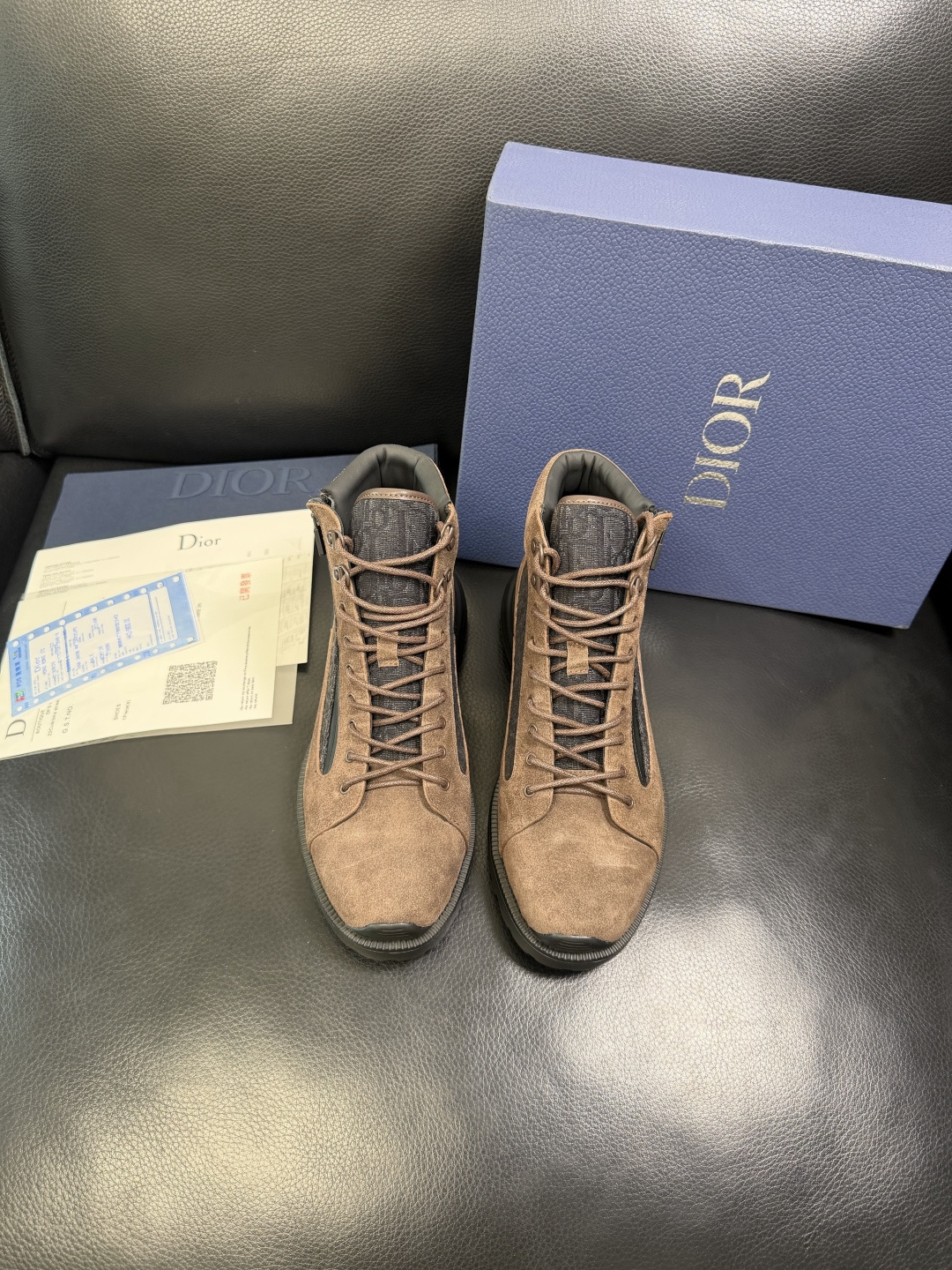 Dior 顶级工艺品 迪奥 专柜同步 原厂配置，高帮靴子意大利进口原版牛皮拼布面料，透气舒适进口水染牛里