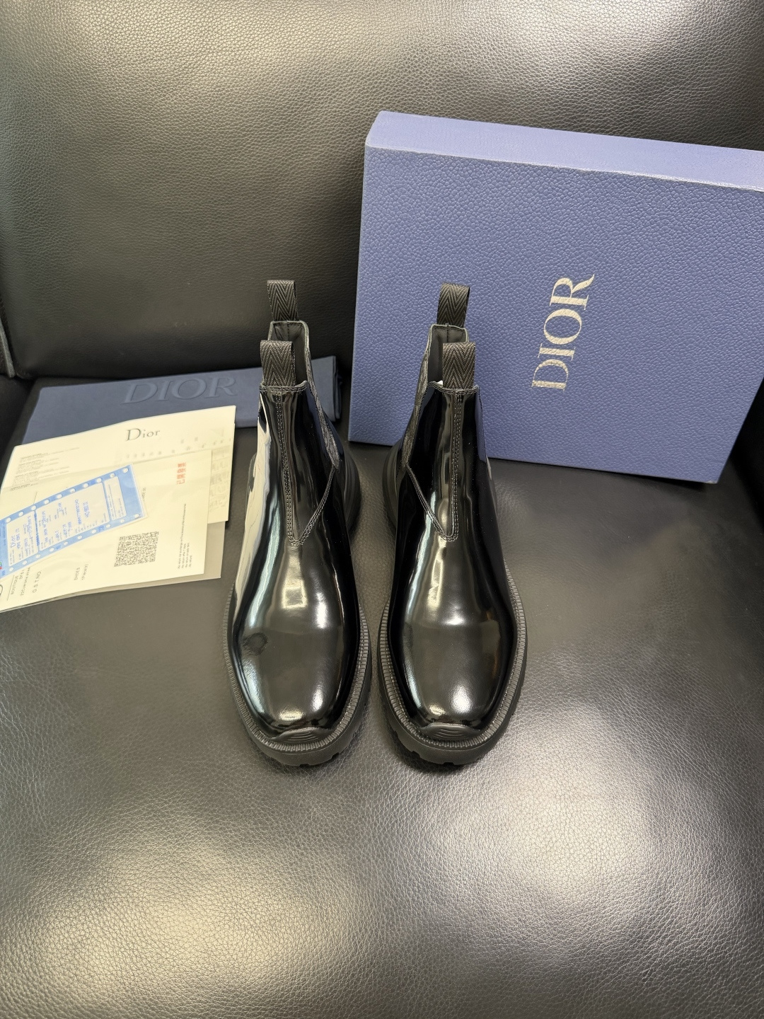 Dior 顶级工艺品 迪奥 专柜同步 原厂配置，高帮靴子意大利进口原版牛皮拼布面料，透气舒适进口水染牛里