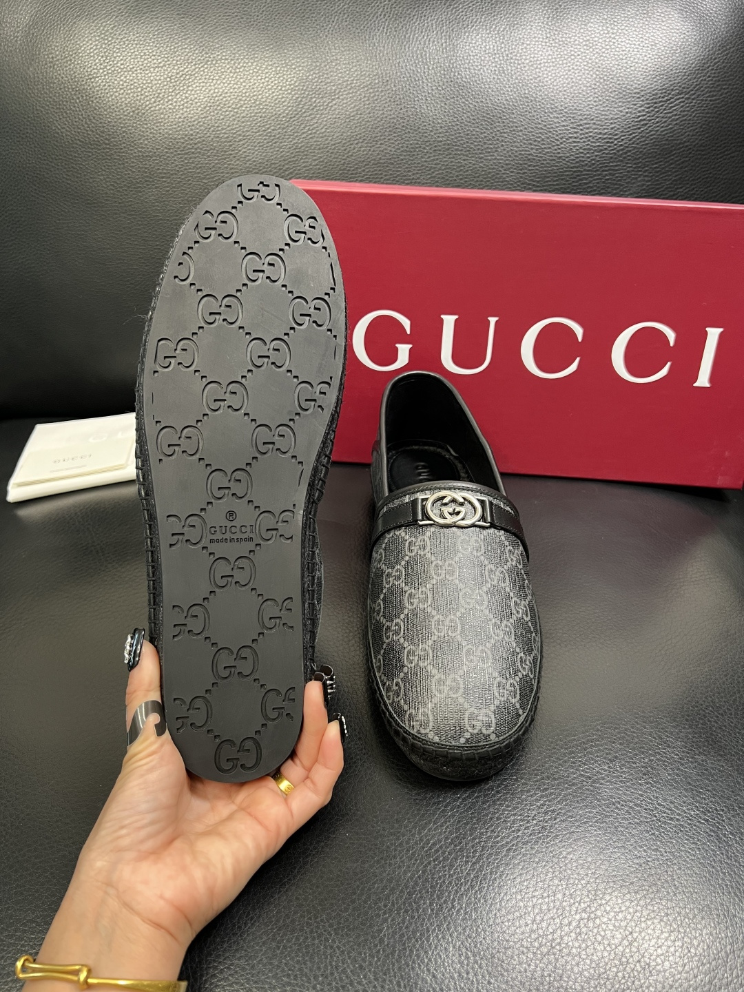 Gucci 高品质 顶级工艺品 古奇 专柜新款原厂配置，意大利进口牛皮面料，进口牛皮内里垫，透气舒适，鞋