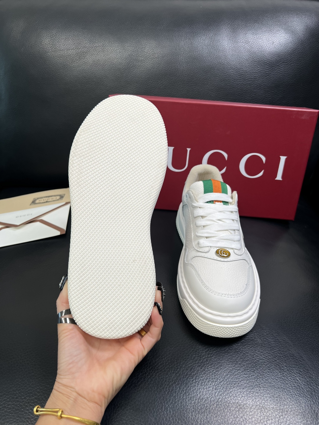 Gucci 高品质 顶级工艺品 古奇 专柜新款原厂配置，意大利进口牛皮搭配印花布面料，进口牛皮内里垫，透