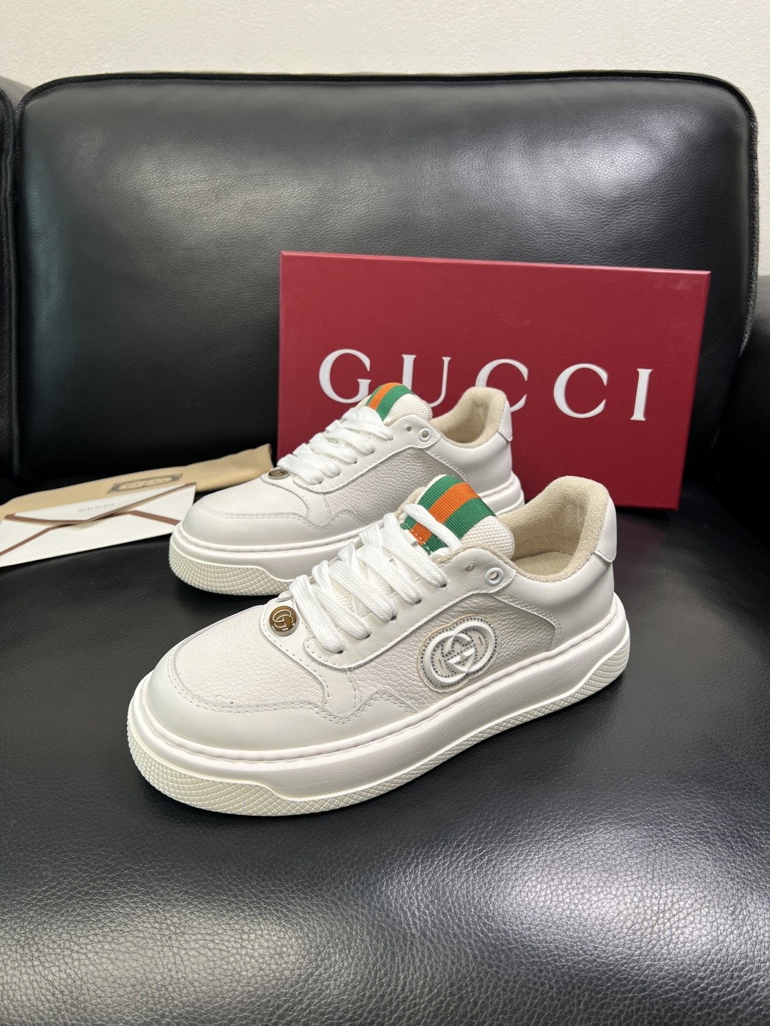 Gucci 高品质 顶级工艺品 古奇 专柜新款原厂配置，意大利进口牛皮搭配印花布面料，进口牛皮内里垫，透