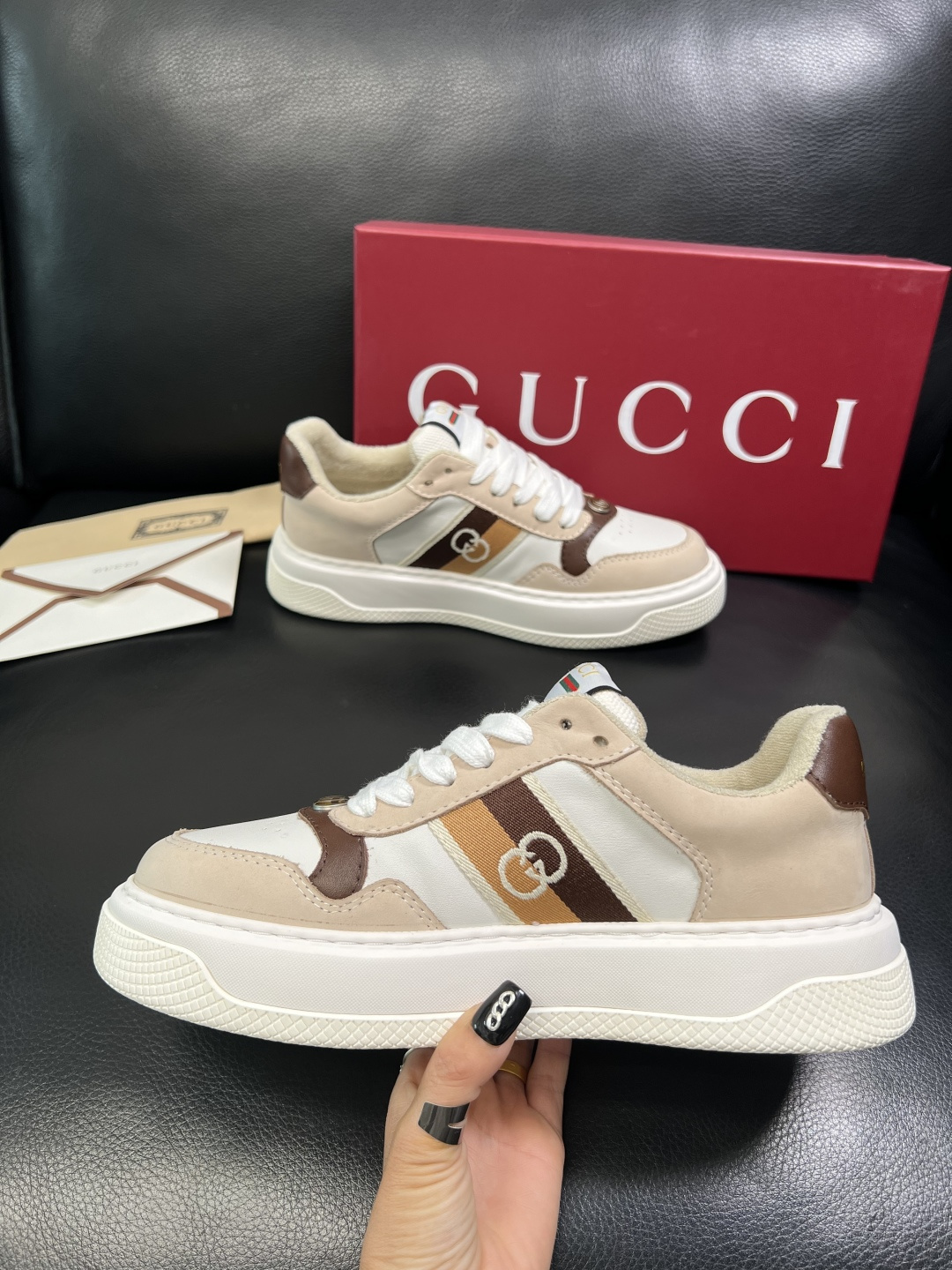 Gucci 高品质 顶级工艺品 古奇 专柜新款原厂配置，意大利进口牛皮搭配印花布面料，进口牛皮内里垫，透