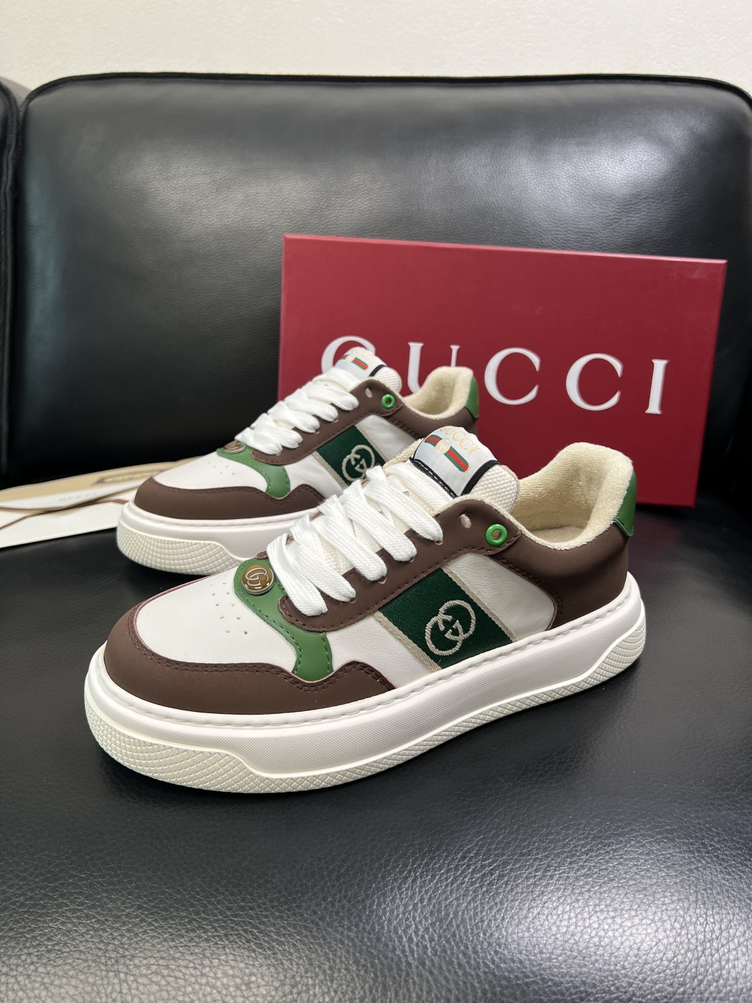 Gucci 高品质 顶级工艺品 古奇 专柜新款原厂配置，意大利进口牛皮搭配印花布面料，进口牛皮内里垫，透
