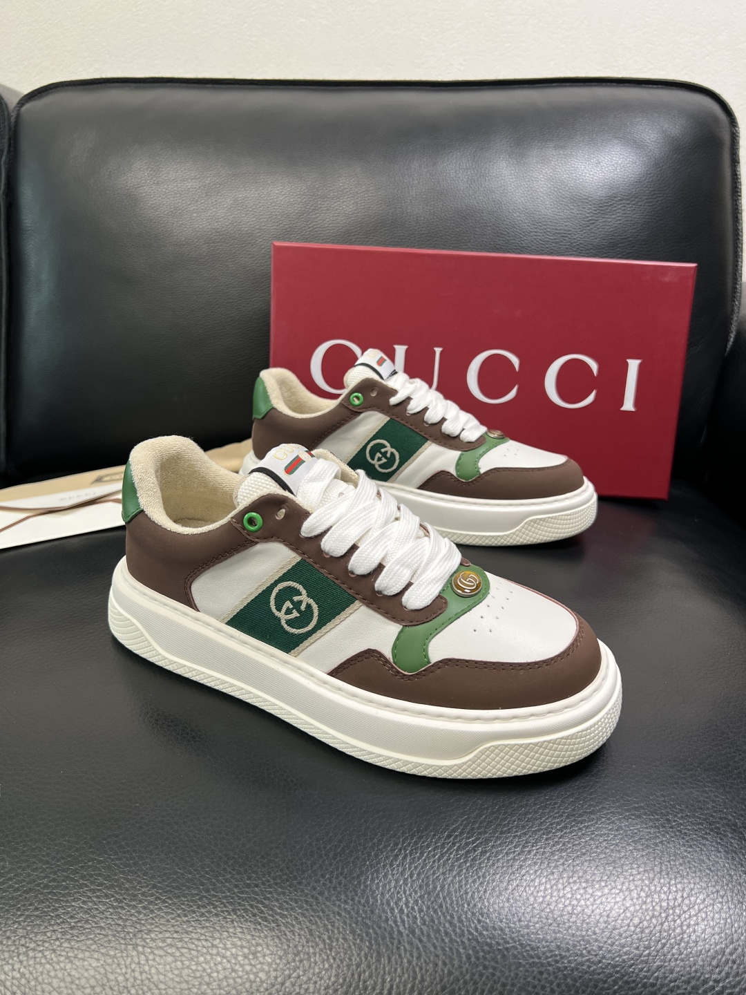 Gucci 高品质 顶级工艺品 古奇 专柜新款原厂配置，意大利进口牛皮搭配印花布面料，进口牛皮内里垫，透