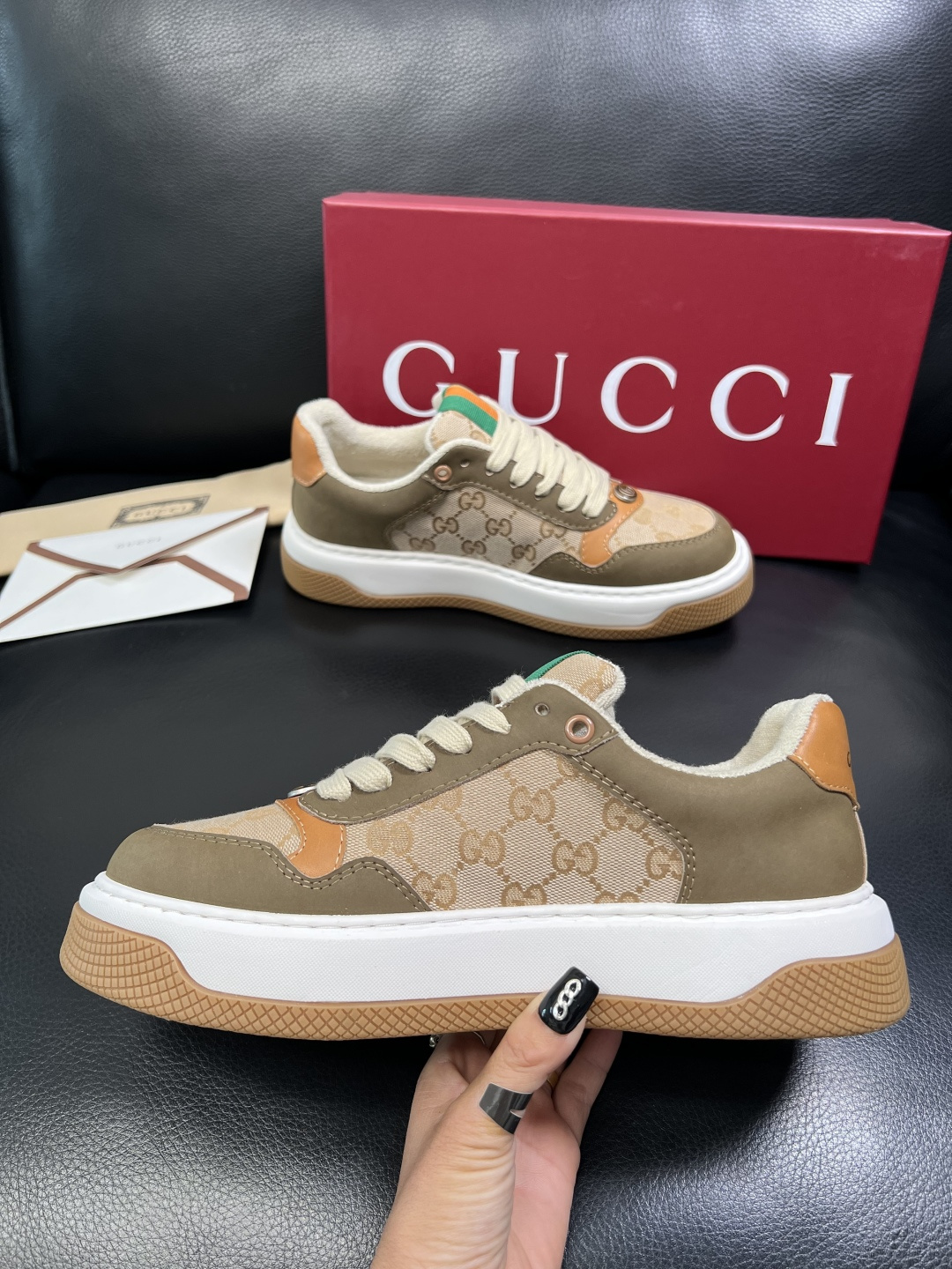 Gucci 高品质 顶级工艺品 古奇 专柜新款原厂配置，意大利进口牛皮搭配印花布面料，进口牛皮内里垫，透